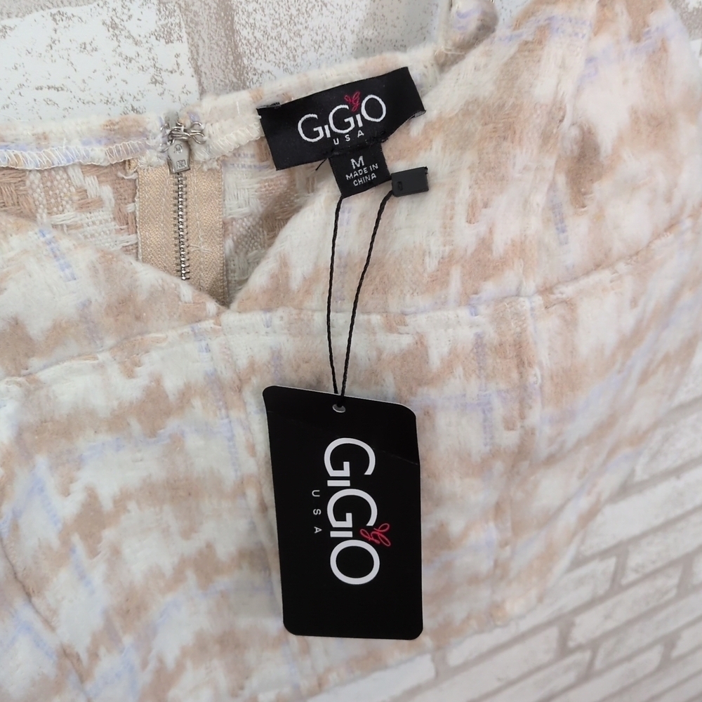 NWT GiGio Houndstooth Fur Crop Top Size M Made In USA - Picture 3 of 7